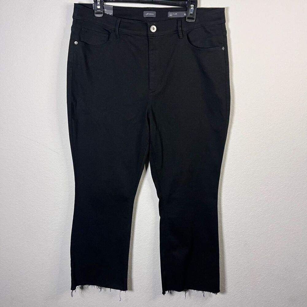 J.Jill Black Kick Flare Ankle Stretch Jeans Raw Hem Womens Size 16
